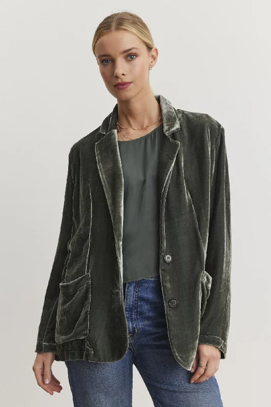 KYLA SILK VELVET BLAZER Women's Navy Jacket