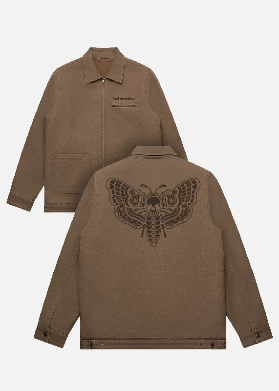 Death Moth Canvas Jacket Walnut Print Jacket Jacquard Jacket Embroidered Jacket