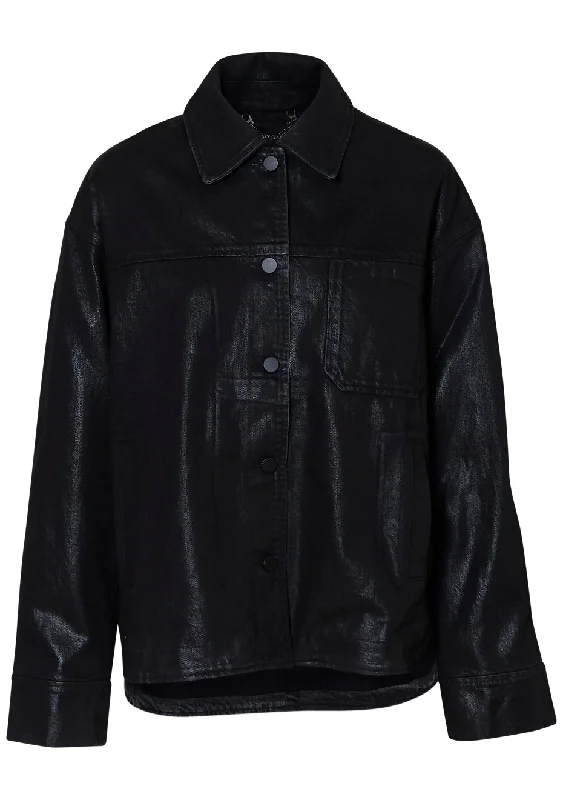 Duras Coated Denim Jacket Black Mesh Jacket Canvas Jacket Denim Jacket