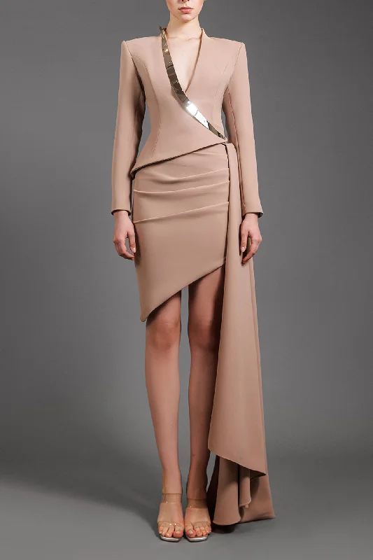 Structured blazer with draped skirt Slim Fit Blazer