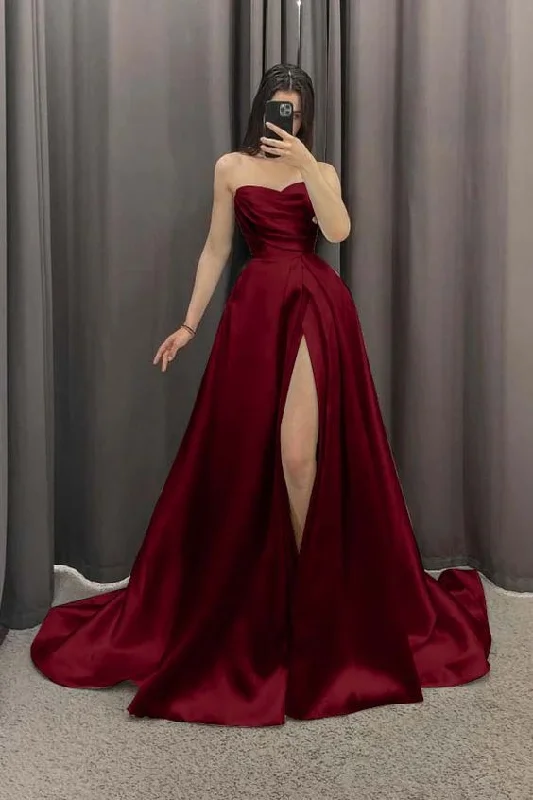 Stunning Sweetheart A-Line Long Party Dress Wine Red Evening Gown, DP3606 Tunics Business professional