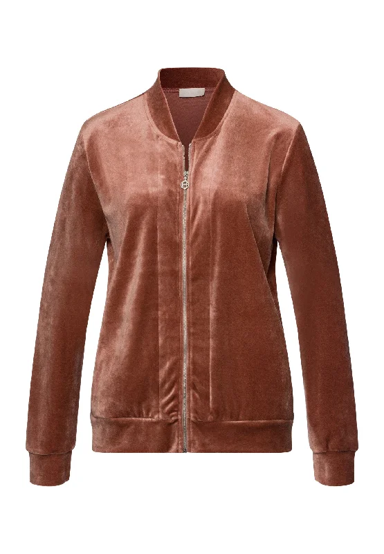 Favourites Velvet Zip-Up Jacket | Burlwood 78856-2348 Oversized Jacket Tailored Jacket Straight Jacket