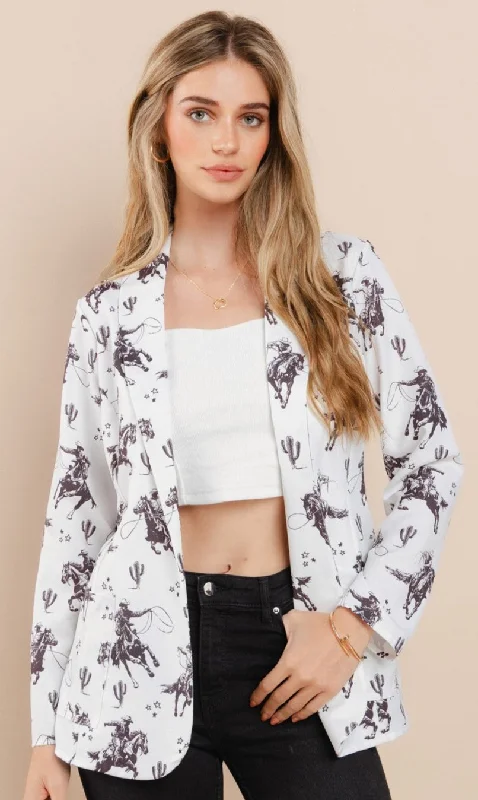 LADIES WESTERN ROPIN' N RIDIN' PRINT BLAZER Women's Handmade Blazer