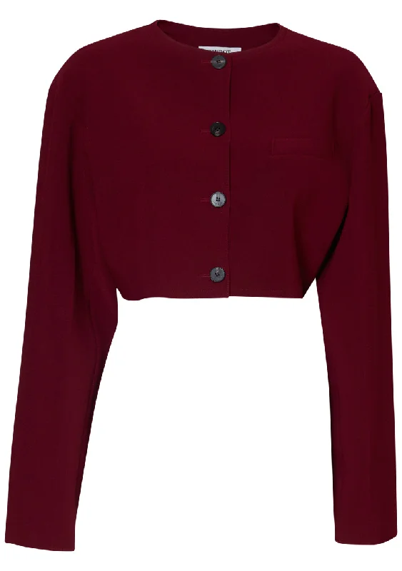 LAY3 Short Jacket Burgundy Wool Jacket Cashmere Jacket Tweed Jacket