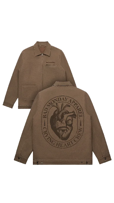 Crying Heart Crew Canvas Jacket Walnut Faux Fur Jacket Real Fur Jacket Shearling Jacket
