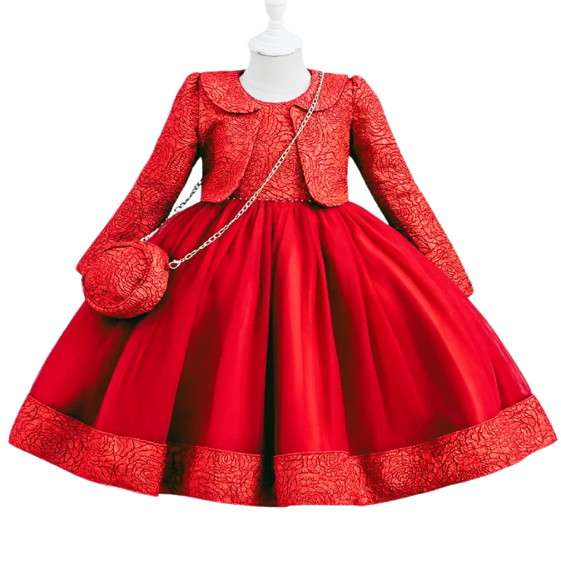 Elegant  Dress with Floral Lace Jacket Anorak Shell Jacket Lightweight Jacket