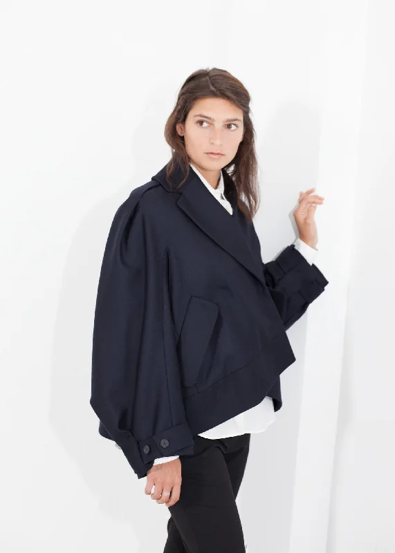 Wool Cocoon Jacket V-Neck Jacket Boat Neck Jacket Square Neck Jacket