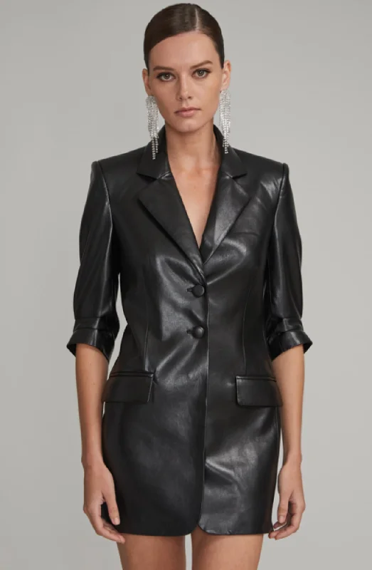 Trina Vegan Leather Blazer Dress Women's Trendy Jacket