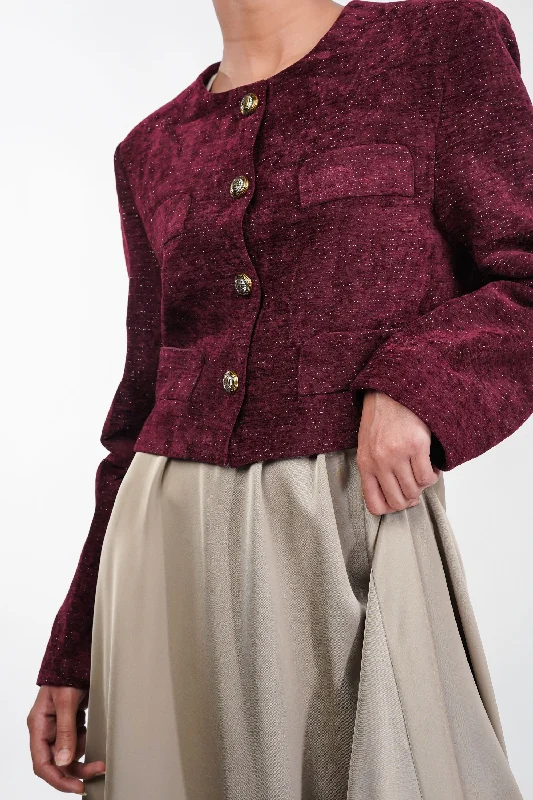 Berry Luster Velvet Blazer Women's Trendy Blazer
