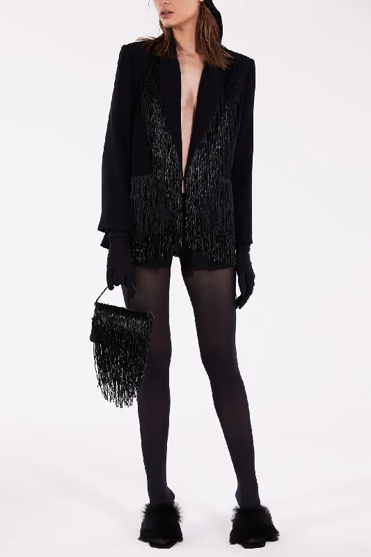 Crepe blazer with hand beads and fringes Women's Advanced Suit