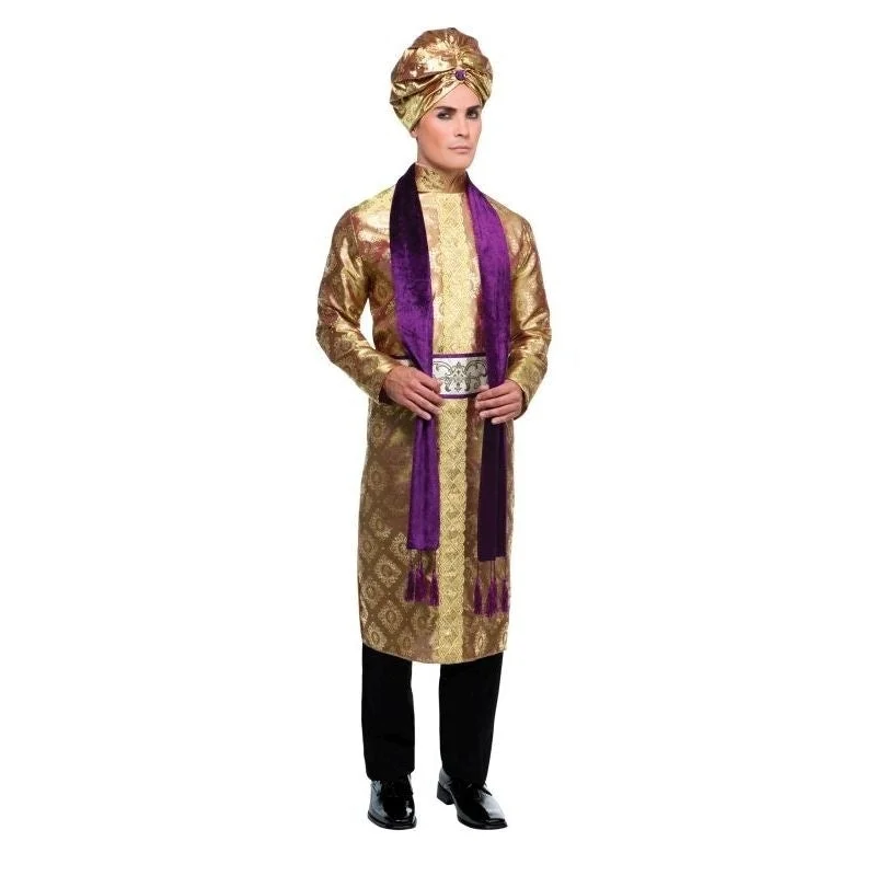 Bollywood Man Costume Jacket Turban Scarf Stand-Up Collar Roll-Neck Collar Turtle Neck