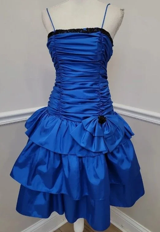 Blue A-Line Satin Vintage Short Party Dress Homecoming Dress, D117 Tunics Wedding white