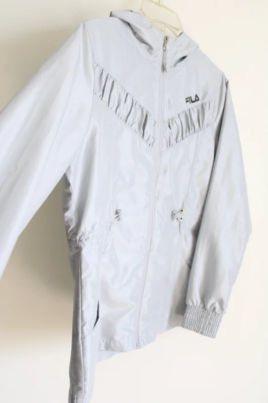 Fila Silver Light Jacket | XS Notch Collar Peter Pan Collar Cowl Neck