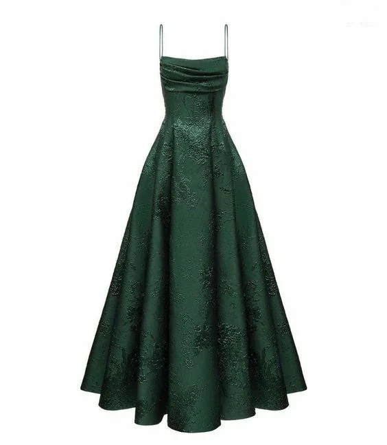 Charming Green A-Line Spaghetti Straps Classy Evening Party Dress , DP2044 Satin Halter Glamorous