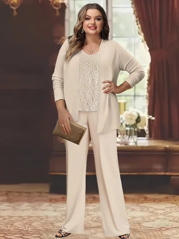 Chiffon Plus Size Mother of the Bride Pantsuits with Jacket Faux Fur Fabric Real Fur Fabric Shearling Fabric