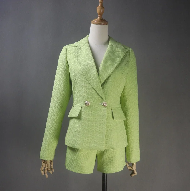 Custom Made Green Suit Tweed Jacket + Shorts/ Skirts/ Trousers Oversized Jacket Tailored Jacket Straight Jacket