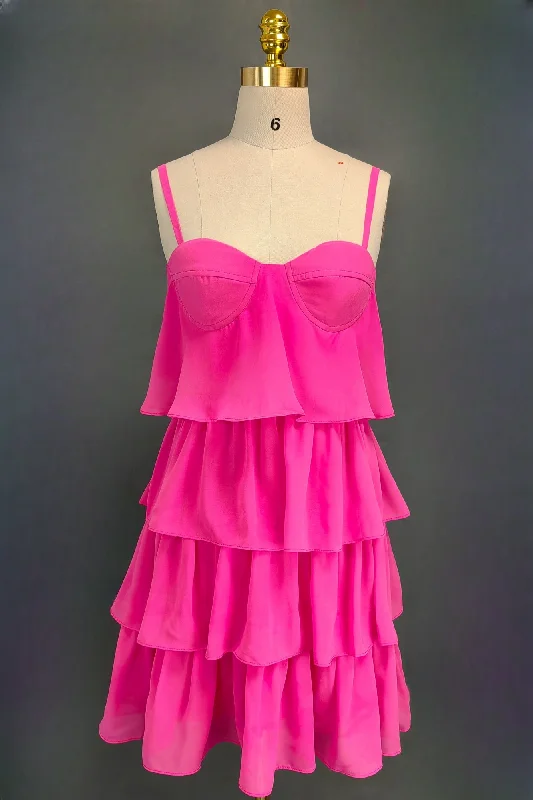 Pink Homecoming Dresses Sweetheart A-line Spaghetti Straps Mini Cocktail Party Dresses for Teens Off-the-shoulder Chic Trendy