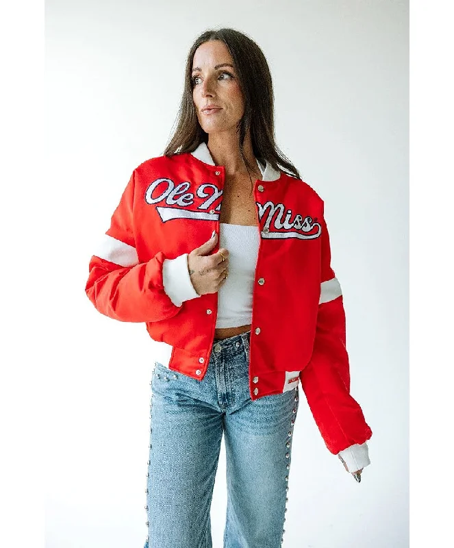 Ole Miss Miles Swipe Varsity Jacket Zippered Jacket Buttoned Jacket Snapped Jacket