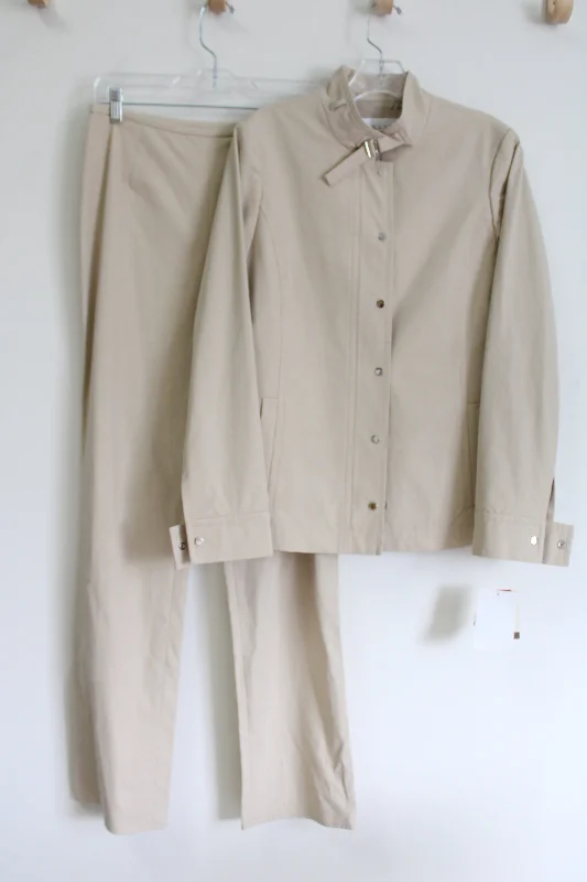 NEW Don Caster Tan 2 Piece Pant & Jacket Set | 4 Cardigan Sweater Pullover
