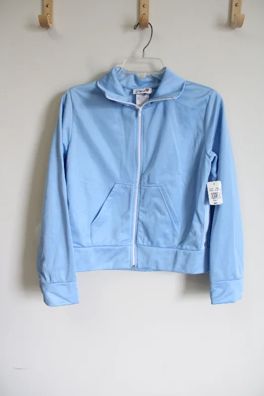 NEW Swak Blue Zip Up Jacket | L A-Line Jacket Boat Neck Shawl Collar
