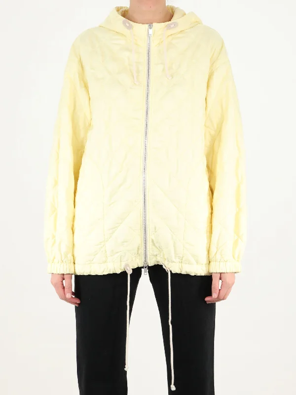 Yellow Quilted Jacket Zippered Front Buttoned Front Snap Front