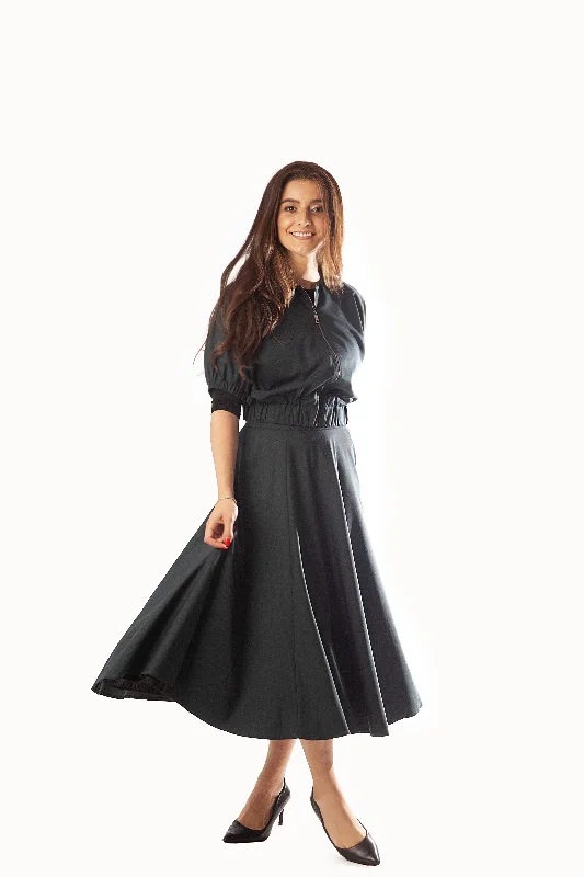 Short Zip-Up Jacket+ Skirt Set Fitted Jacket Loose Jacket Oversized Jacket