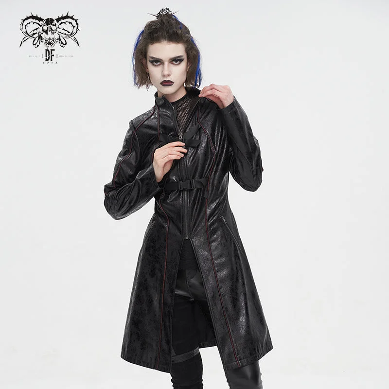 CT21301 Irregular rubberized faux leather contrasting stripe jacket Nylon Fabric Polyester Fabric Spandex Fabric
