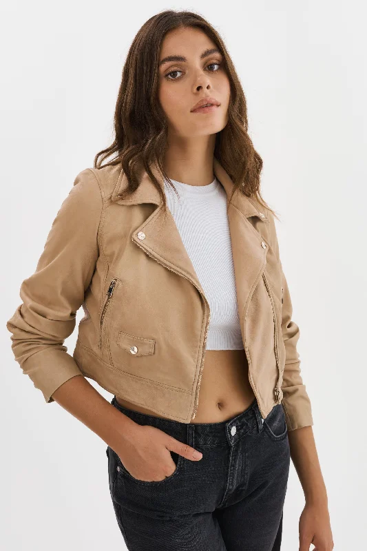 JANIKA | Cropped Leather Biker Jacket