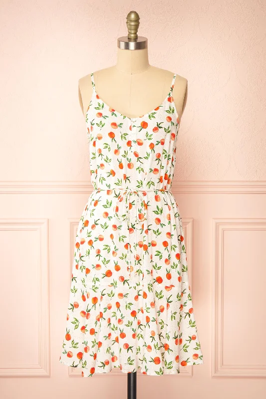Alfie | Short Fruit Print White Dress