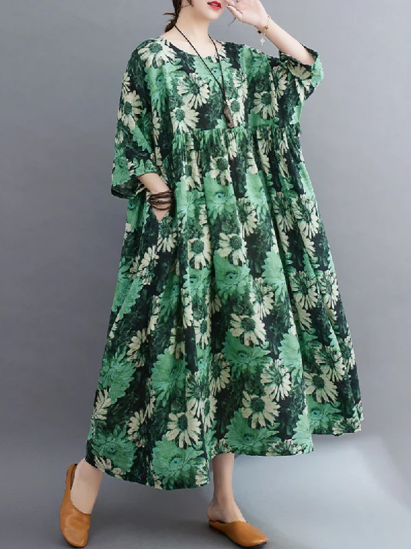 Beauty Queen Women's Round Neck Smock Dress