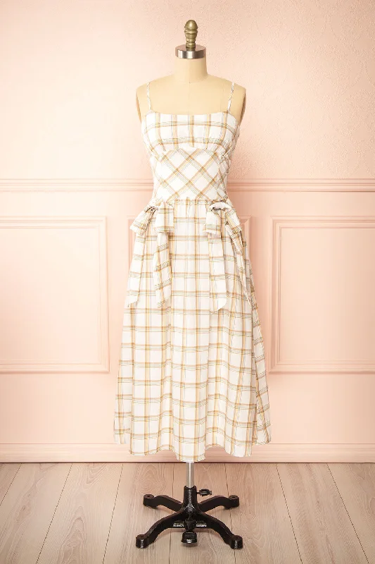 Dalonia | Long Plaid Dress w/ Bows