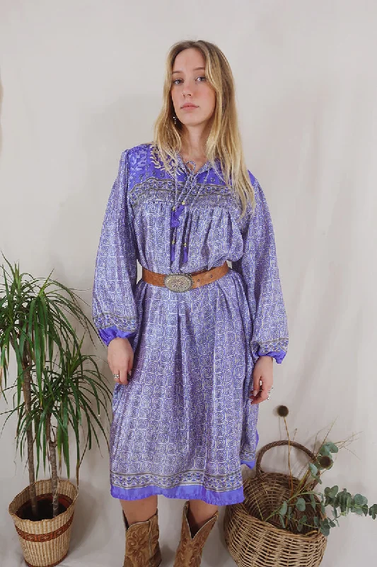 Daphne Dress - Amethyst Mosaic - Vintage Sari - Size S/M