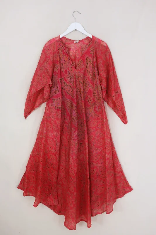 Goddess Dress - Rosehip Pink Paisley - Vintage Silk - Free Size
