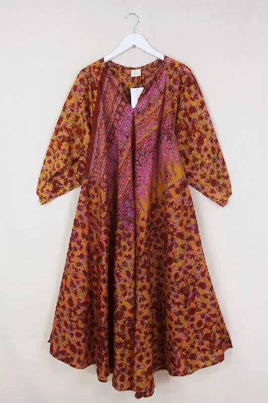 Goddess Dress - Sun Haze Paisley - Vintage Silk - Free Size