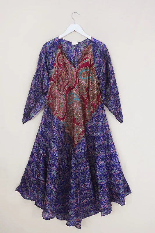 Goddess Dress - Violet Winding Paisley - Vintage Silk - Free Size