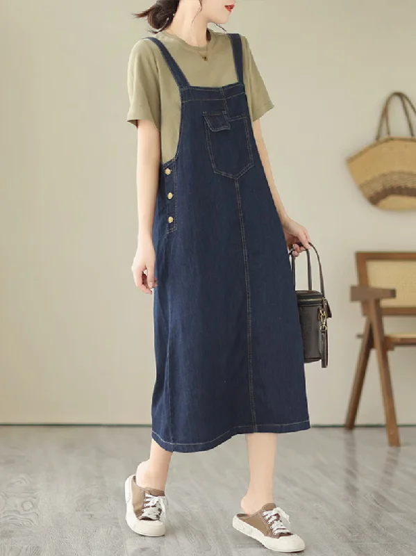 Never Loose Hope Women's Round Neck Loose Salopette Dress