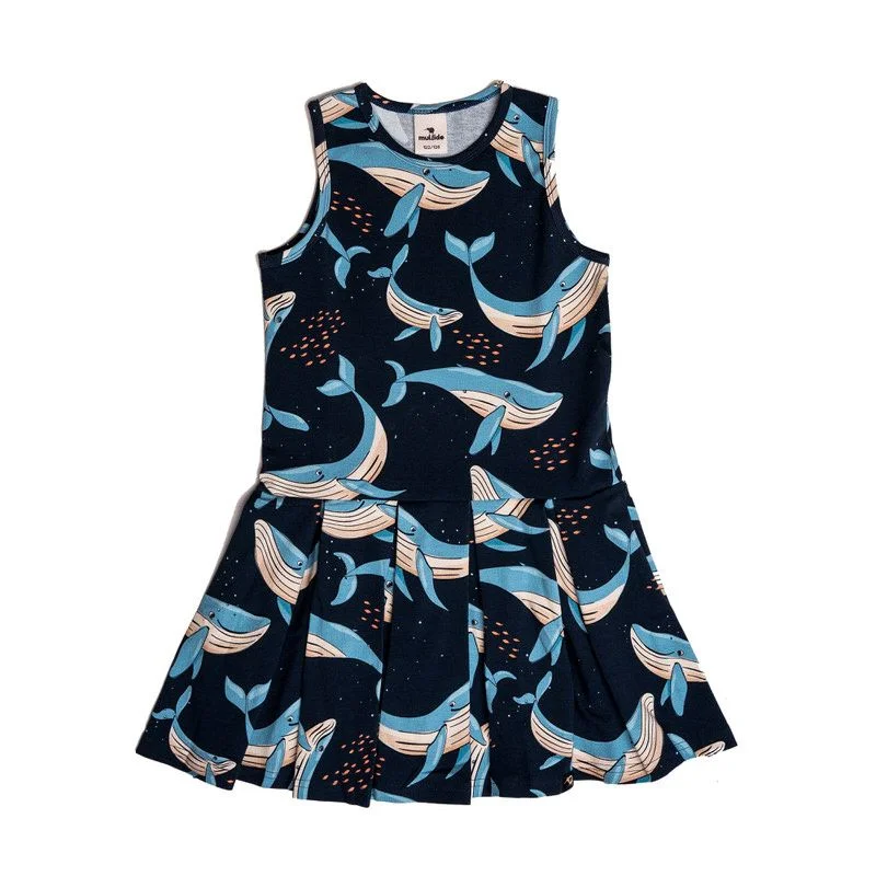 Whale Navy Sun Dress - 2 Left Size 2-4 & 8-10 years