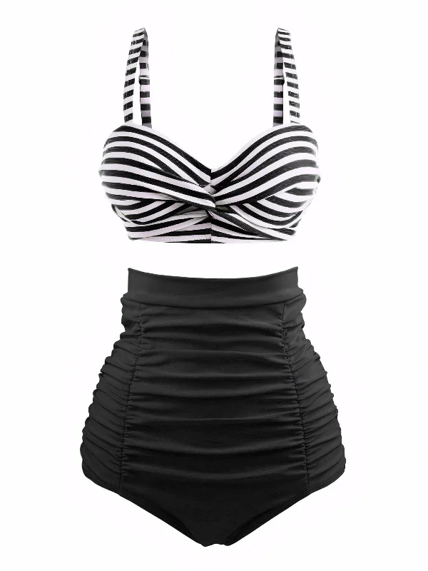 1940s Striped Colorblock Vintage Bikini Set Crisscross bikini top, Trendy, Sexy, Comfortable