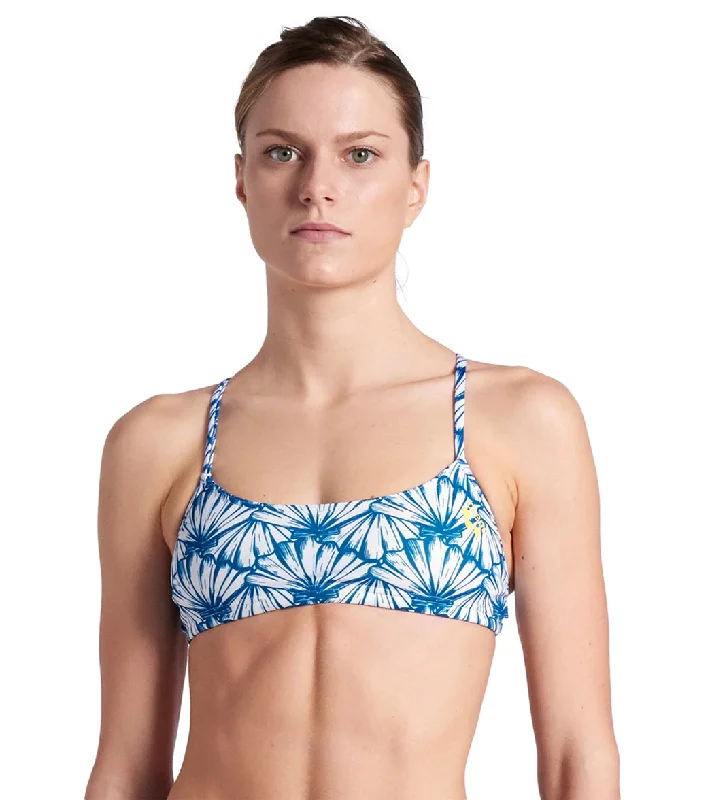 Arena Women's Bandeau Play Bikini Top White Multi/Yellow Star Scalloped bikini bottom, Feminine, Chic, Trendy