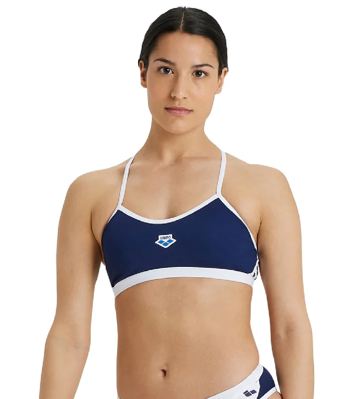 Arena Women's Icons Solid Cross Back Bikini Top Navy/White Deep plunge bikini, Sexy, Trendy, Comfortable Arena Women's Icons Solid Cross Back Bikini Top Navy/White Deep plunge bikini, Sexy, Trendy, Comfortable