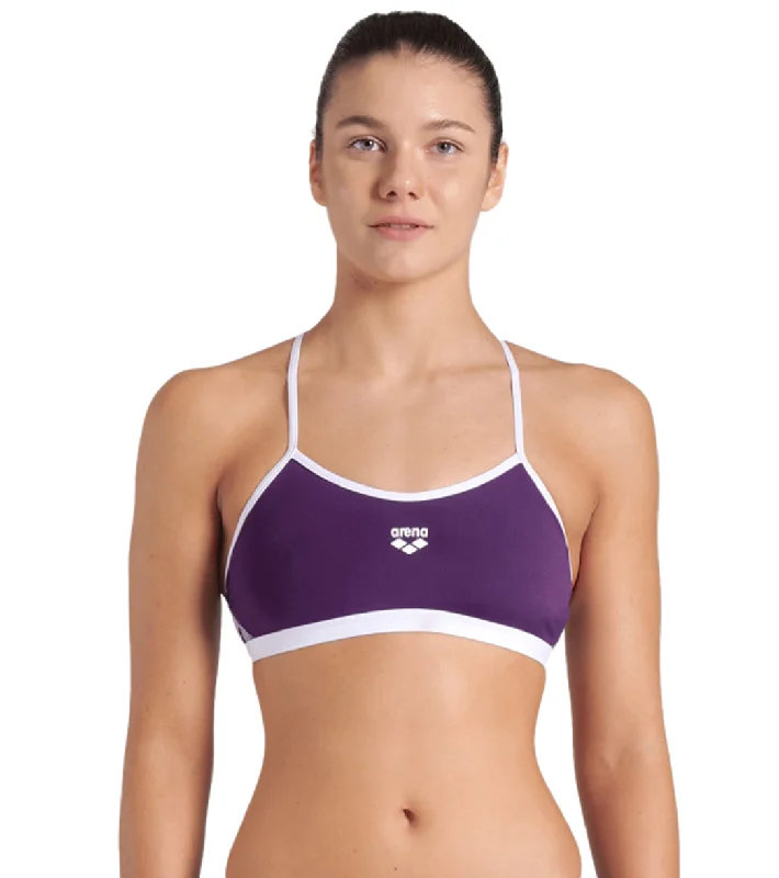 Arena Women's Icons Solid Cross Back Bikini Top Plum/White/Plum Multi Lace bikini top, Feminine, Chic, Sexy