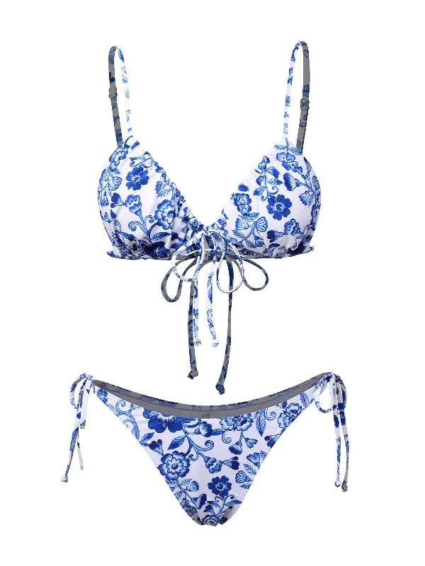 Blue & White 1950s Porcelain Strappy Bikini Sports bikini, Activewear, Comfortable, Trendy