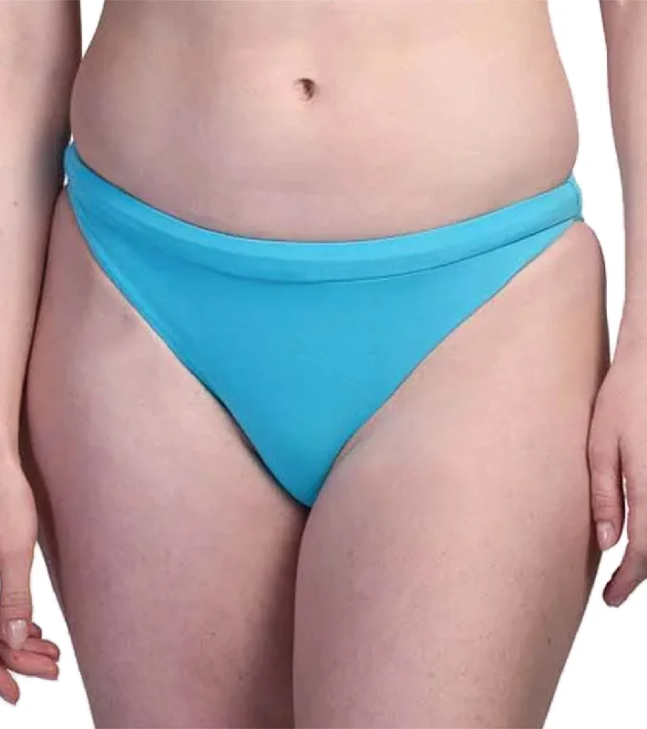 JOLYN Women's Holland Solid Bikini Bottom Hawaii Blue Bikini with ruffle sleeves, Feminine, Trendy, Stylish