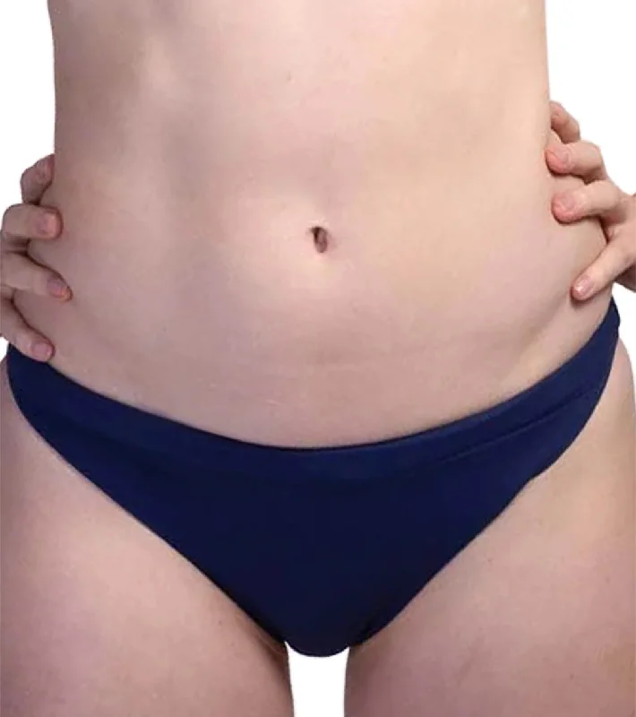 JOLYN Women's Holland Solid Bikini Bottom Navy Bikini with scalloped edges, Chic, Feminine, Trendy