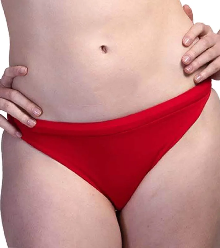 JOLYN Women's Holland Solid Bikini Bottom Red Bikini with scalloped edges, Feminine, Stylish, Trendy
