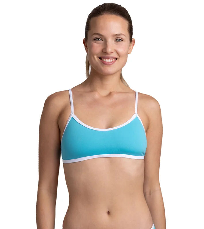 JOLYN Women's Jocelyn Contrast Bikini Top Hawaii Blue/White Floral high-waisted bikini, Feminine, Retro, Comfortable JOLYN Women's Jocelyn Contrast Bikini Top Hawaii Blue/White Floral high-waisted bikini, Feminine, Retro, Comfortable