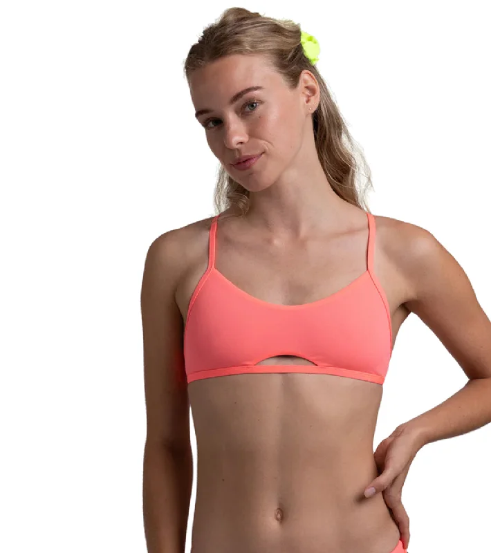 JOLYN Women's Nikki Solid Bikini Top Melon Bikini with tassel details, Chic, Fun, Sexy