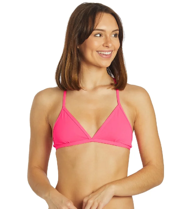 JOLYN Women's Triangle Solid Bikini Top Hot Pink Bikini with padding, Supportive, Sexy, Comfortable