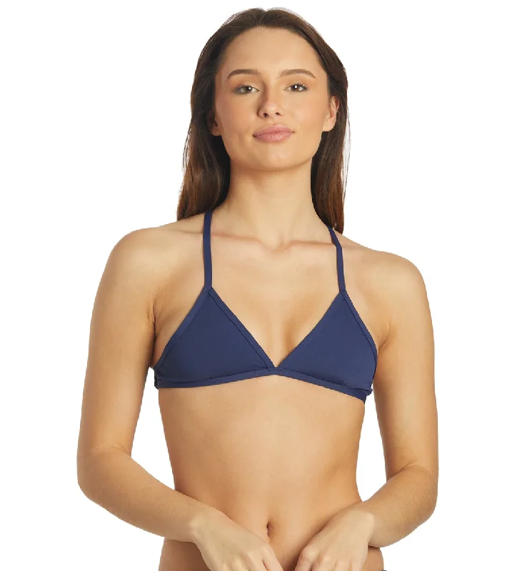 JOLYN Women's Triangle Solid Bikini Top Navy Bikini with mesh detail, Sexy, Trendy, Comfortable