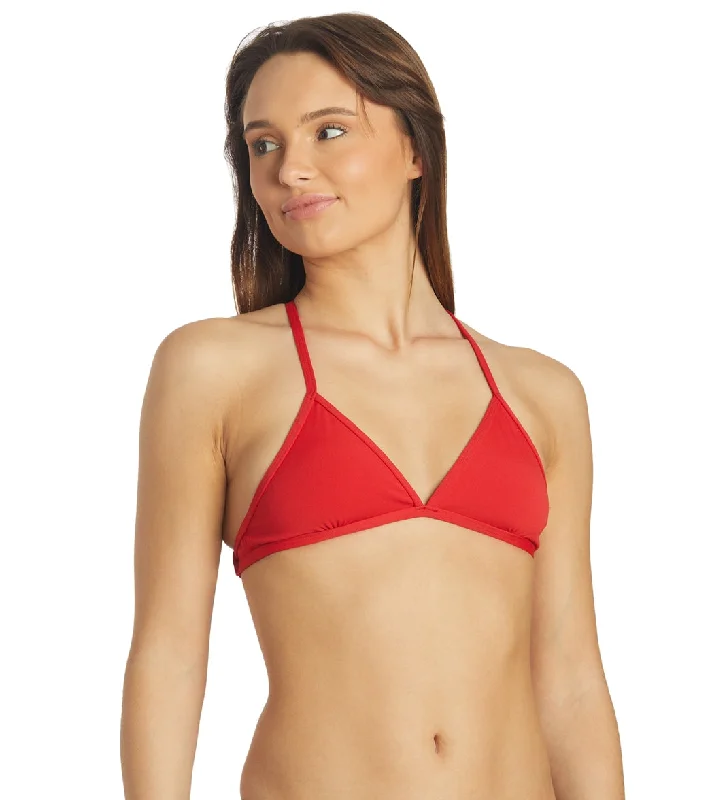 JOLYN Women's Triangle Solid Bikini Top Red Bikini with mesh sides, Sexy, Trendy, Comfortable